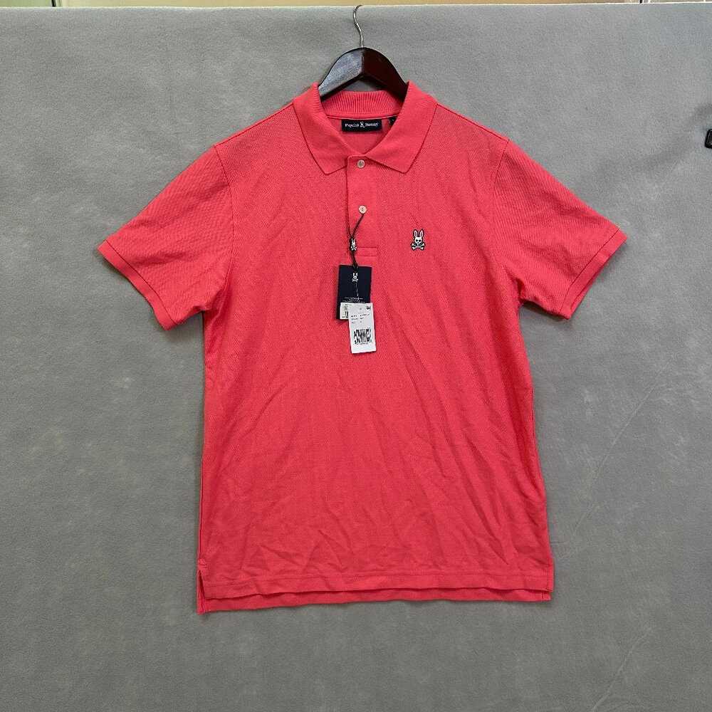 Psycho Bunny Mens Polo Shirt Medium Grapefruit Pink Classic Pique Short Sleeve